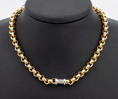 Image 14 kt Gold Brillant-Collier, GG/WG 585/000,Erbskette, Mittelteil WG mit Brillanten zus. ...