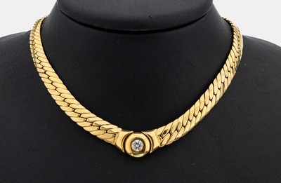 Image 14 kt Gold Brillant-Collier, GG 585/000, mittig Brillant (min. besch.) ca. 0.45 ct ...