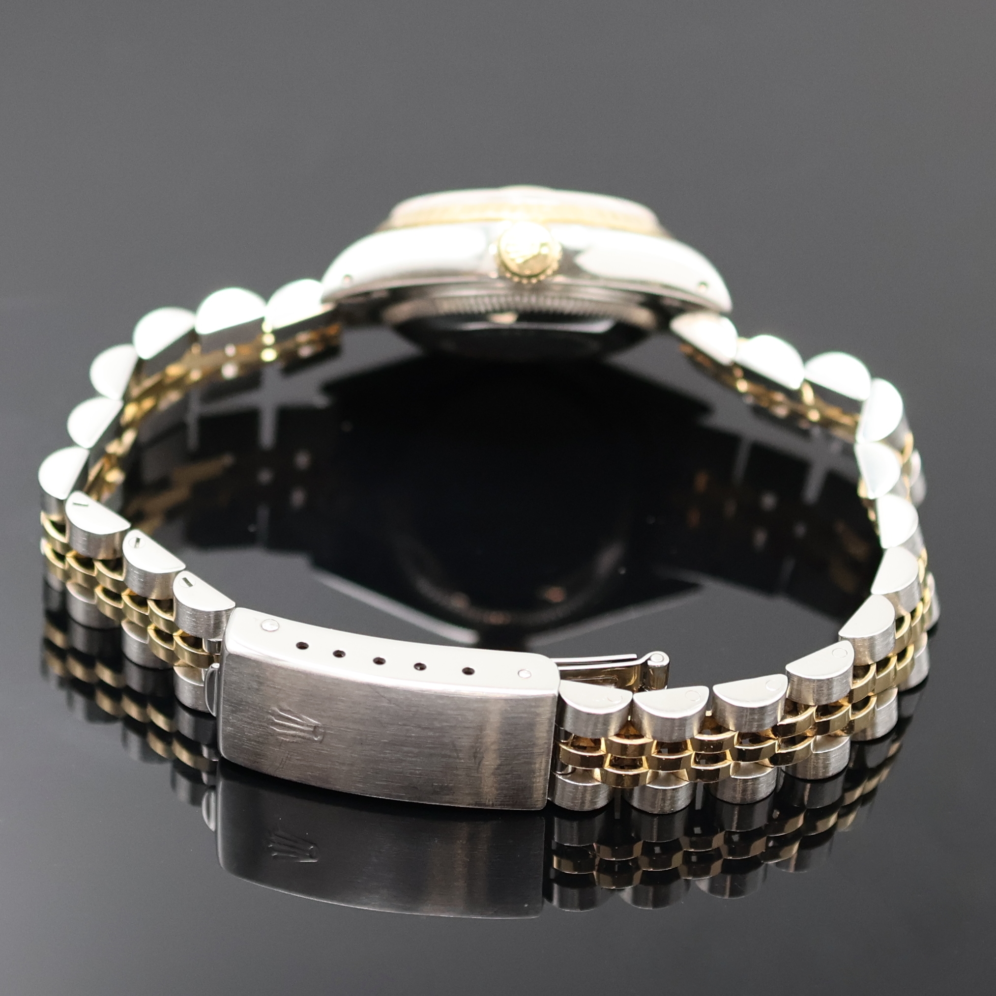 Detail b: ROLEX Oyster Perpetual Datejust Damenarmbanduhr Referenz 69173, Automatik, C-Serie, Edelstahl/Gold kombiniert inkl. Jubileeband m. Faltschl., Boden ...