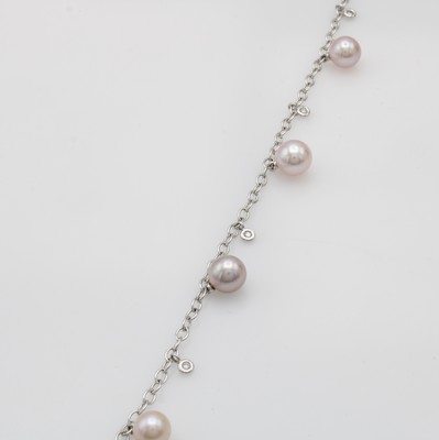 Image 26945821 - Armband mit Chinazuchtperlen und Brillanten, WG 750/000, 5 Perlen ca. 7.5-9 mm, 5 Brill. ...