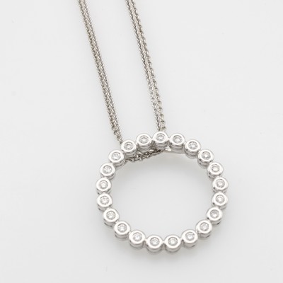 Image 26945825 - Anhänger mit Brillanten an Kette, WG 750/000, Kreisform, Brill. einzel gef. zus. ...