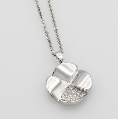 Image Anhänger ´Kleeblatt´ mit Brillanten an Kette, WG 750/000, Anhänger z.T. bes. m. ...