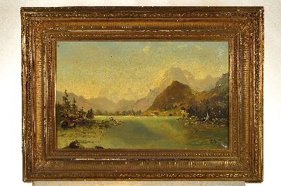 26945833k - K. Hofs, Münchener Maler, 2.Hälfte 20. Jh., Gebirgssee mit Blick auf die ...