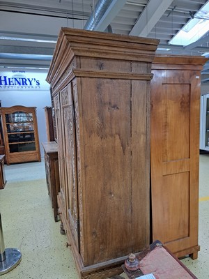 26945860r - Stollenschrank, deutsch, dat. 1781, Eiche aufwendig geschnitzt, Rautenmotive, Akanthus ...