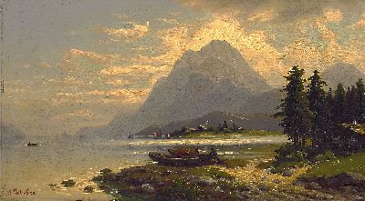 Image 26945875 - A. Oelmsted, wohl Karl Kaufmann Pseudonym, 1843- 1902 Salzburg, Gebirgssee mit ...