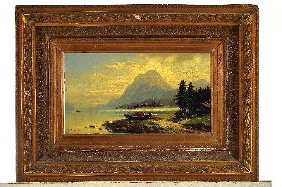 26945875k - A. Oelmsted, wohl Karl Kaufmann Pseudonym, 1843- 1902 Salzburg, Gebirgssee mit ...