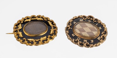 Image Konvolut 2 Biedermeier Broschen, um 1850-75, wohl England, verg., mittig jeweils ...