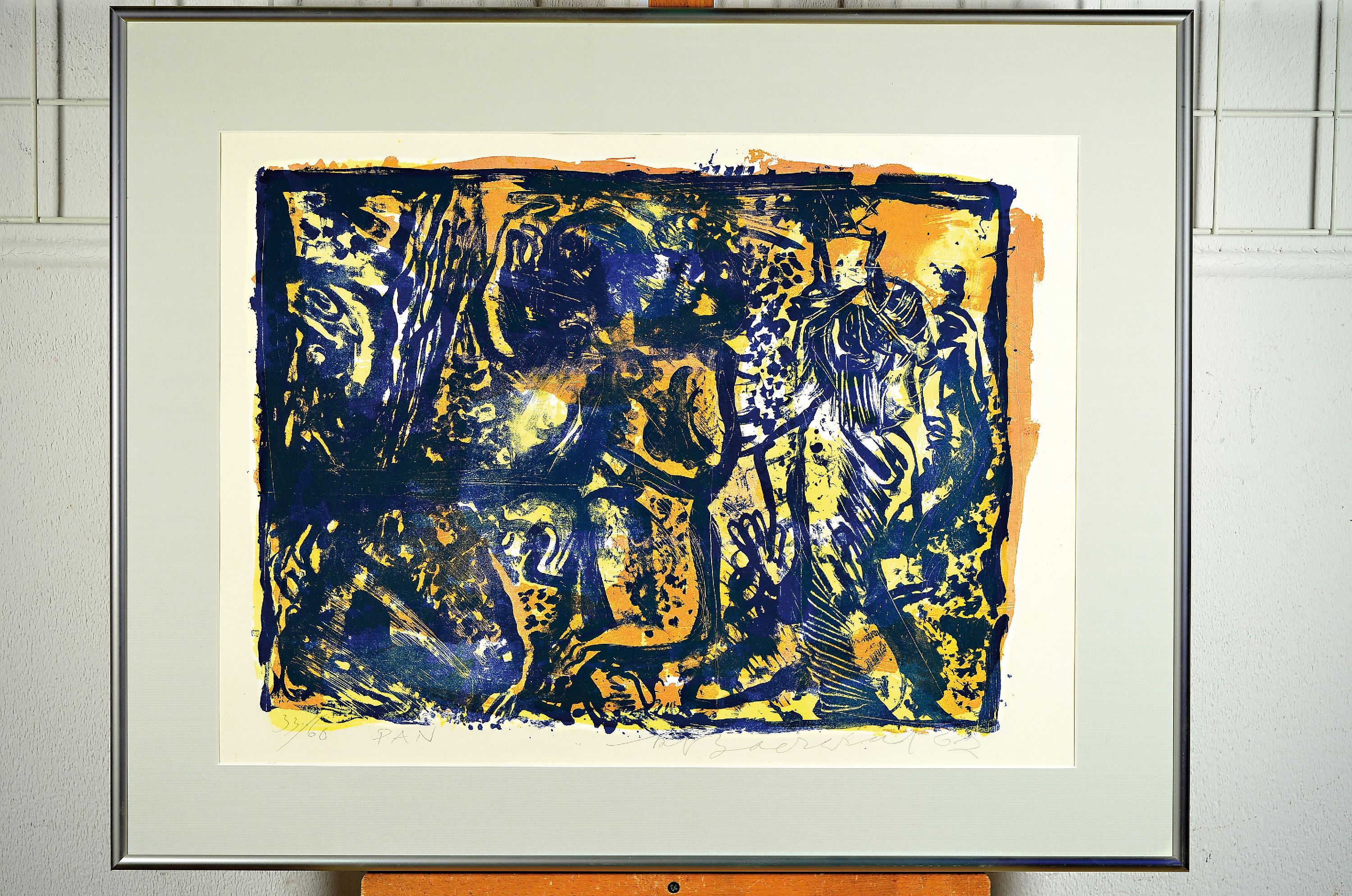Detail k: Rudi Baerwind, 1910-1982 Mannheim, Pan, Farblithographie, handsigniert und dat. 62, num. 33/60, betitelt, ca. 47x60cm, PP, u.Gl., R. ca. 67x84cm