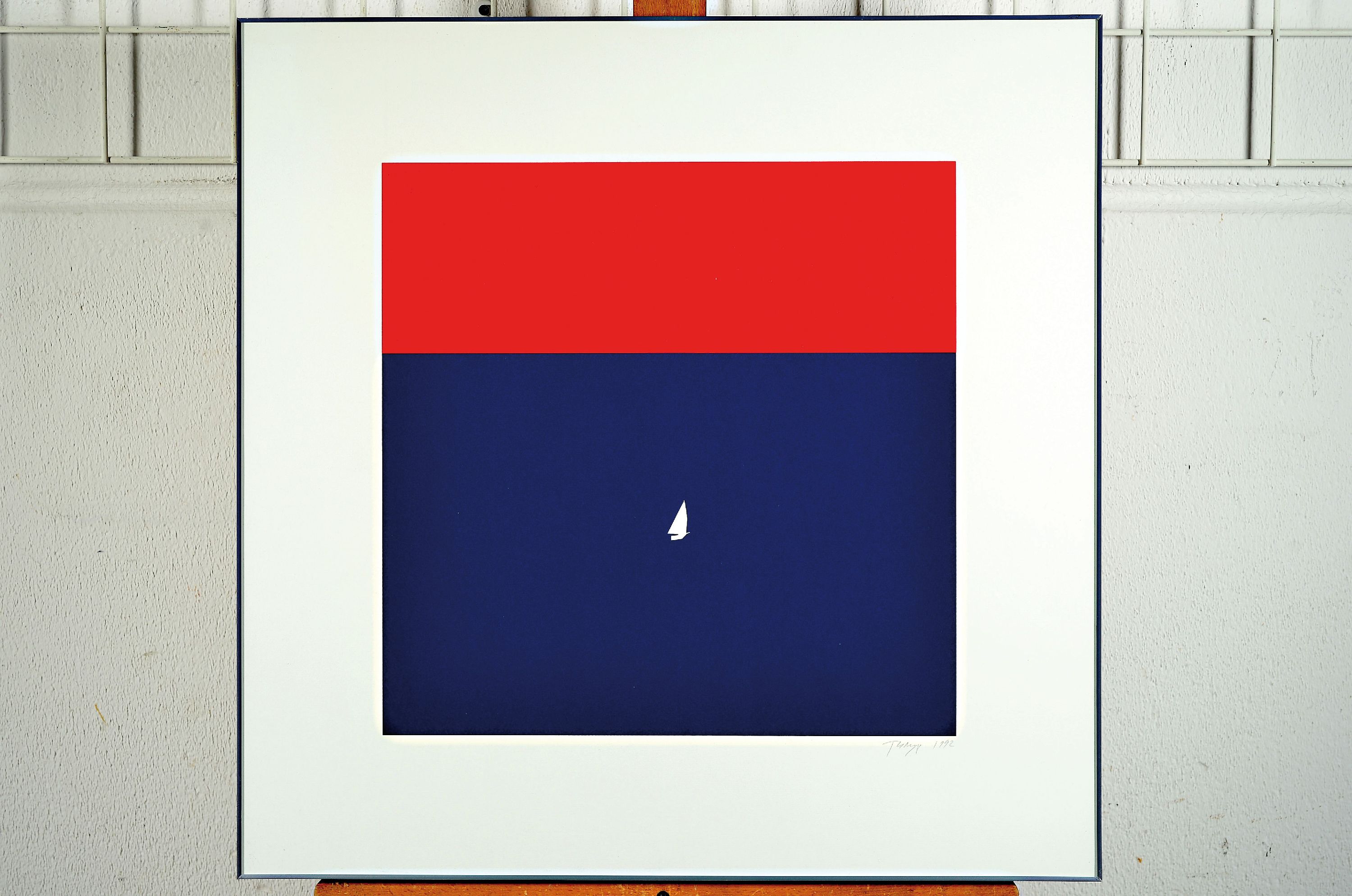 Detail k: Timur Novikov, geb. 1958 St. Petersburg, Sonnenaufgang am Meer, Farbserigraphie von 1992, handsigniert und dat., ca. 40x40cm, u.Gl., R. ca. 60x60cm