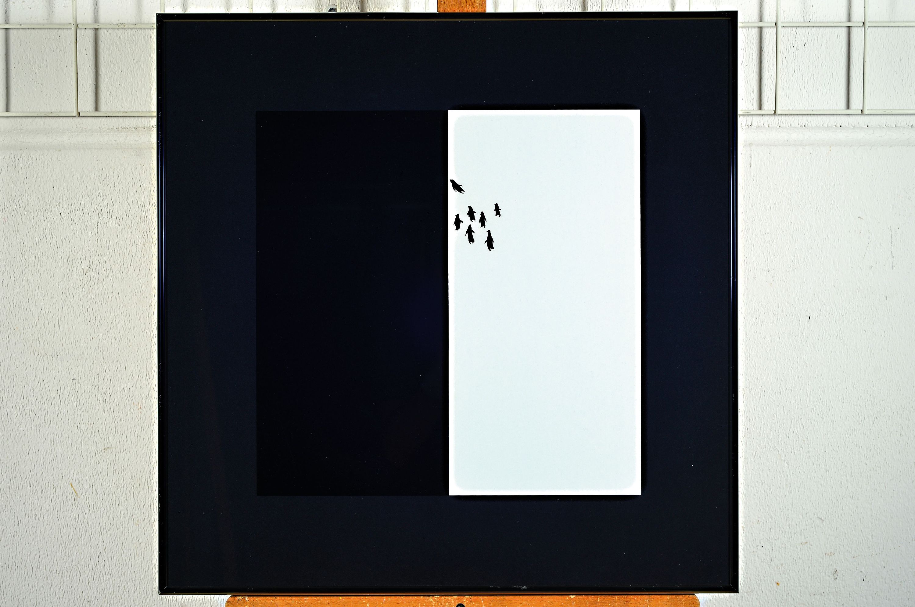Detail k: Timur Novikov, geb. 1958 St. Petersburg, Pinguine, Farbserigraphie von 1992, handsigniert und dat., ca. 40x40cm, u.Gl., R. ca. 60x60cm