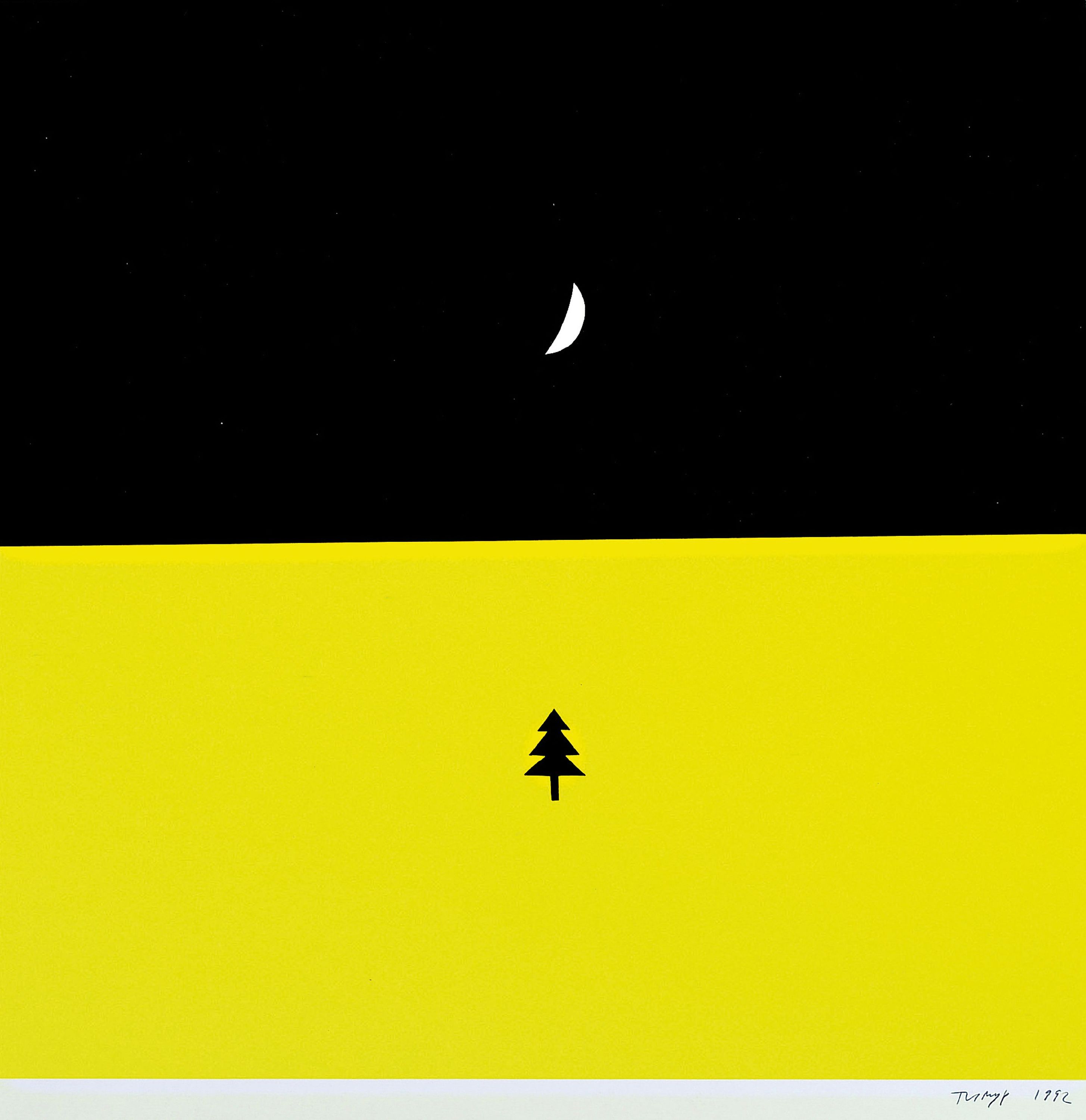 Timur Novikov, geb. 1958 St. Petersburg, Winternacht-Fir at night, Farbserigraphie von 1992, handsigniert und dat., ca. 40x40cm, u.Gl., R. ca. 60x60cm