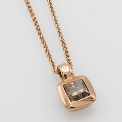 Image 26945961 - Anhänger mit Diamant an Kette, RG 750/000, Diam. im Princess-Cut ca. 0.78 ct ...