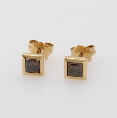 Image 26945963 - Paar Ohrstecker mit Diamanten, RG 750/000, 2 Diam. im Princess-Cut zus. ca. 1.06 ct ...