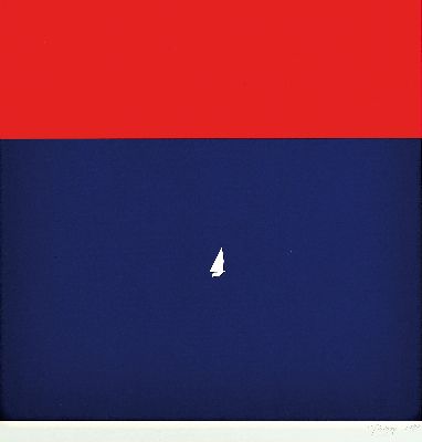 Image 26945973 - Timur Novikov, geb. 1958 St. Petersburg, Sonnenaufgang am Meer, Farbserigraphie von ...