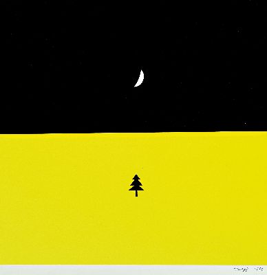 Timur Novikov, geb. 1958 St. Petersburg, Winternacht-Fir at night, Farbserigraphie von 1992, handsigniert und dat., ca. 40x40cm, u.Gl., R. ca. 60x60cm