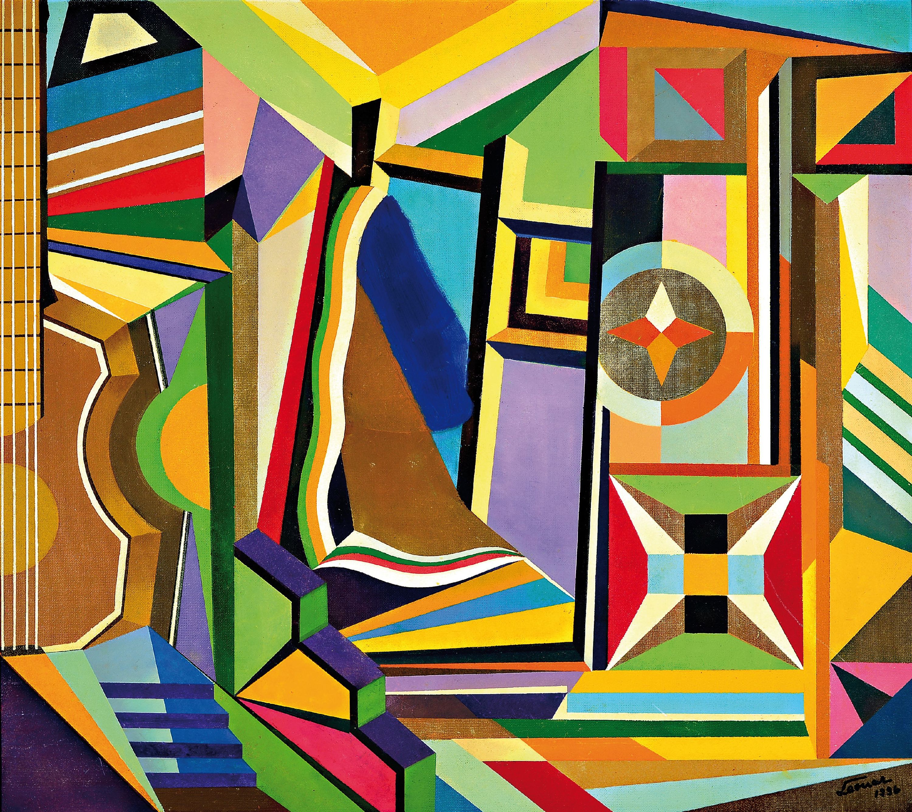 Leonor, zeitgenössische Künstlerin, Abstrakte Komposition, Öl/Malkarton, rechts unten sign. und dat. 1996, ca. 80x90cm, R. ca. 86x96cm