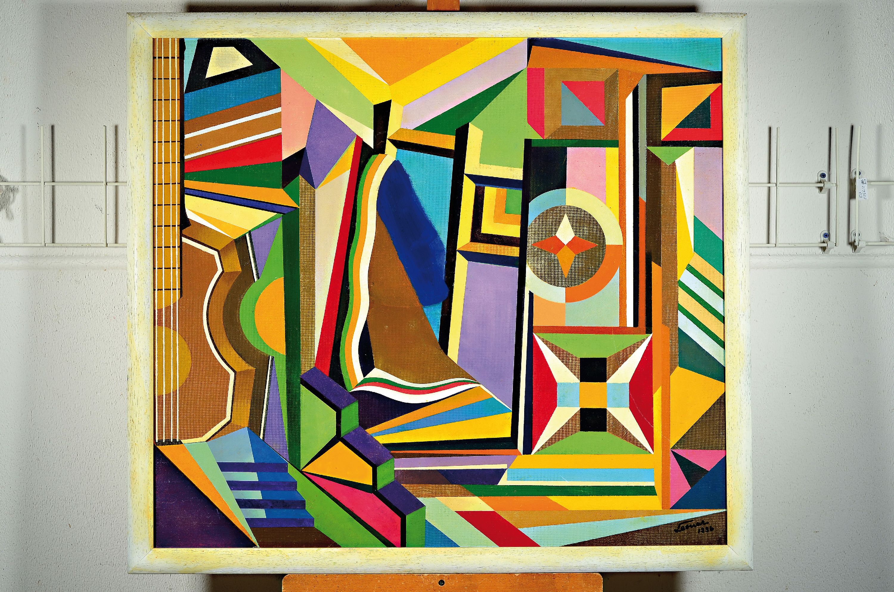Detail k: Leonor, zeitgenössische Künstlerin, Abstrakte Komposition, Öl/Malkarton, rechts unten sign. und dat. 1996, ca. 80x90cm, R. ca. 86x96cm