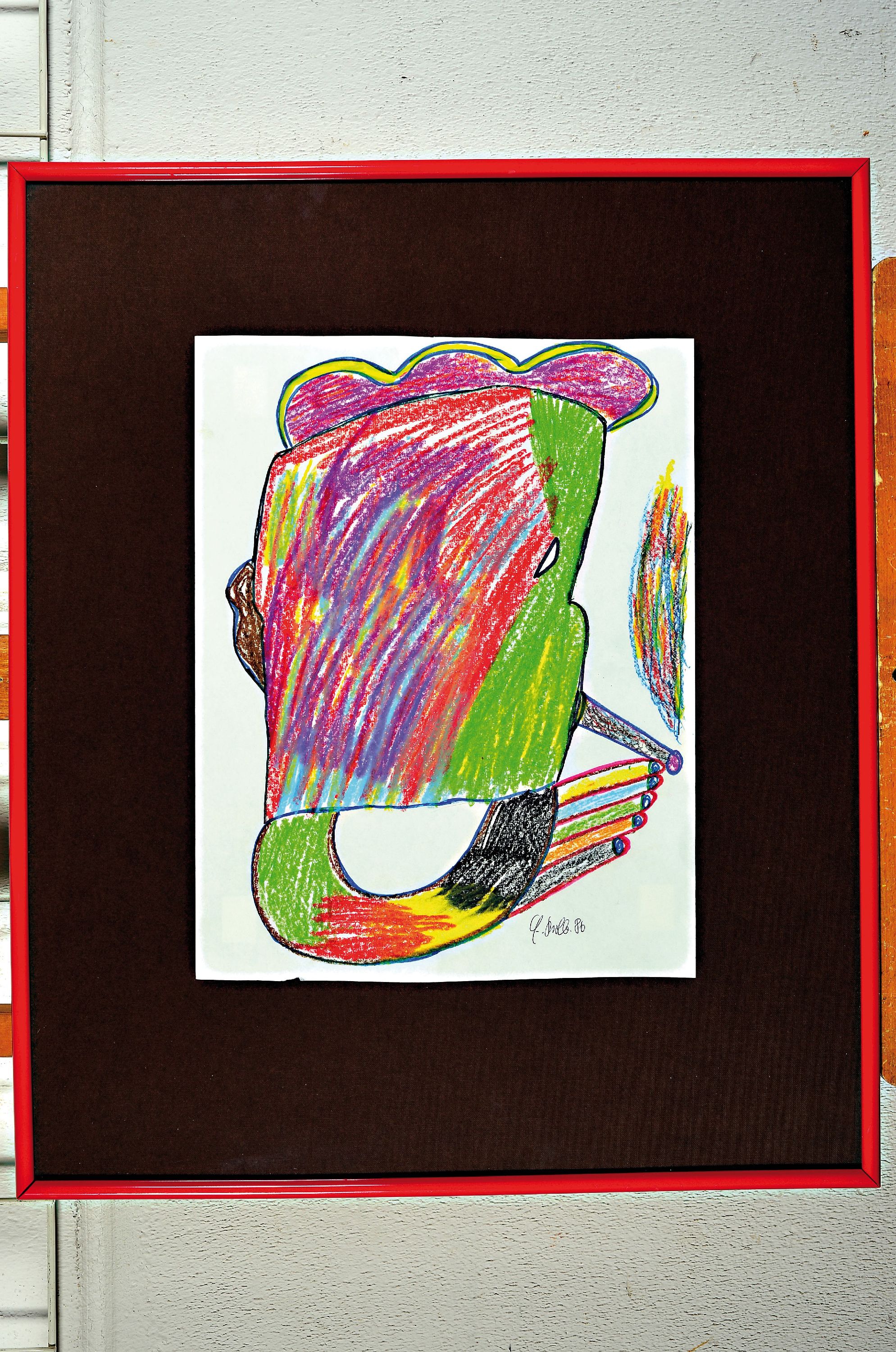 Detail k: Ernst Kolb alias Bürger Kolb, 1927-1993 Mannheim, Ohne Titel, Zeichnung aus Wachs- und Buntstiften auf Papier, signiert und dat. 1980, ca. 39x29cm, ...