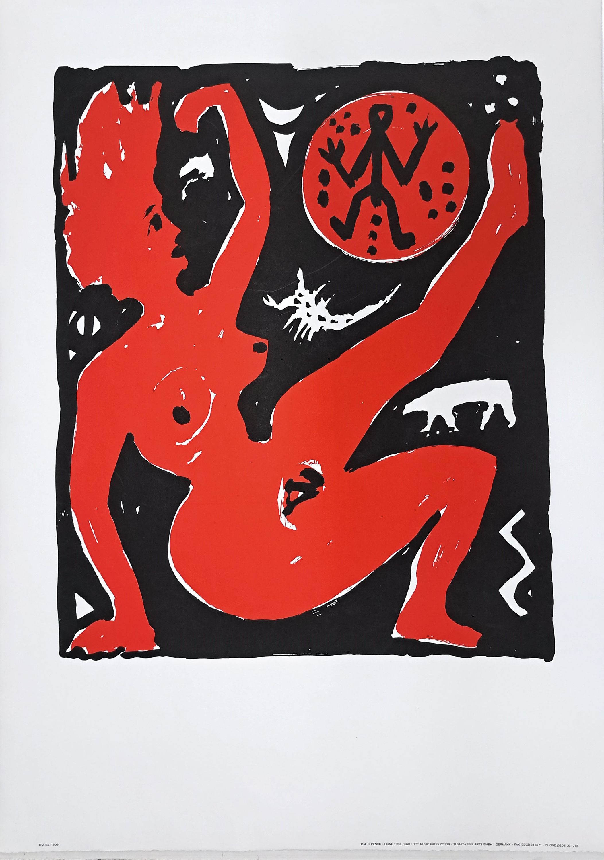 Detail k: A.R. Penck, 1939 Dresden-2017 Zürich, Ohne Titel, Farbserigraphie auf Bütten, unsign., Tushita Fine Arts GmbH, Blattgr. ca. 107x76cm