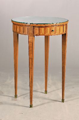 Image 26946045 - Runder Beistelltisch, Frankreich, 19. Jh., Mahagonifurnier, aufwendig intarsiert, ...