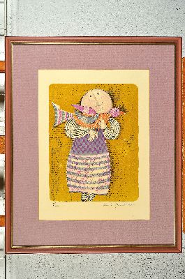 26946065k - Graziele Rodo Boulanger, geb. 1945 La Paz, Mädchen mit Vogel, Farblithographie, ...