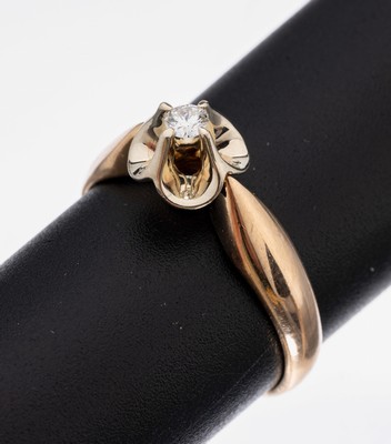Image 26946099 - 14 kt Gold Brillant-Ring, RoseG 585/000, Brillant ca. 0.08 ct Weiß/si, RW 58, ca. ...
