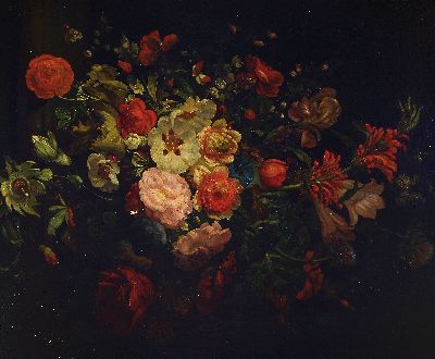 Image 26946171 - Barocker Altmeister, 17./18. Jh., Blumenstück mit Schmetterling, feine lasierende ...