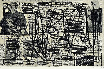 Image 26946190 - Olaf Metzel, geb., 1952 Berlin, Ohne Titel, Radierung auf kopiertes Zeitungspapier, ...