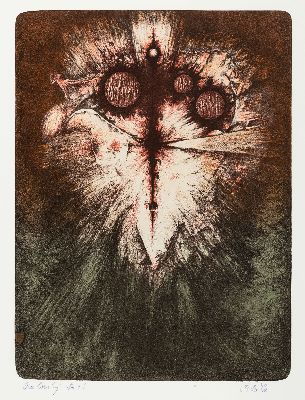 Image 26946371 - Jan Blaha, geb. 1961, zugeschrieben, 4 Farblithographien, metamorphe Fischgestalten, ...