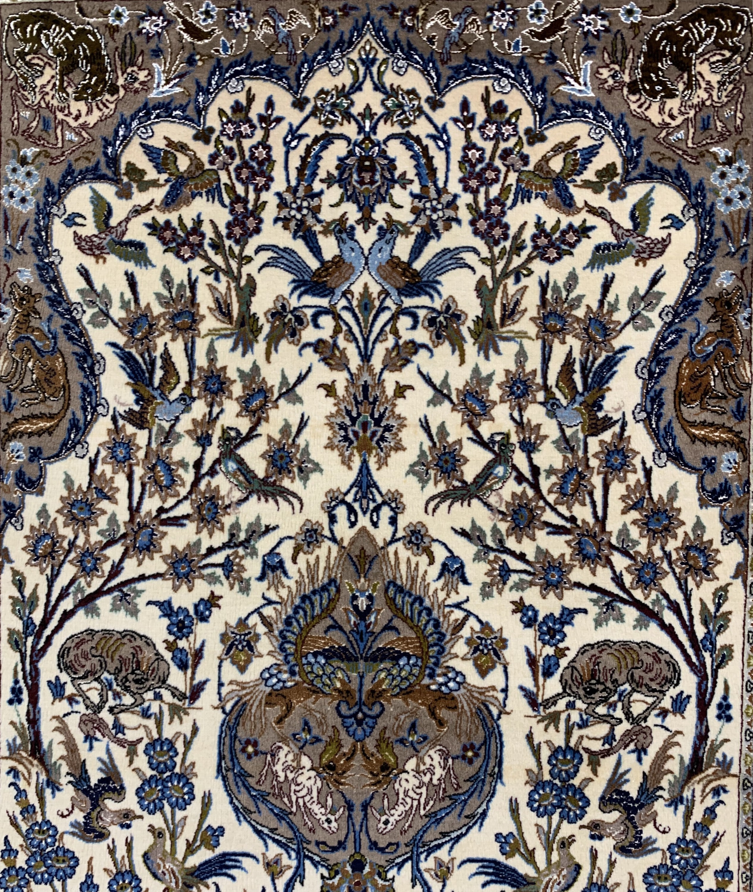 Detail c: Esfahan fein, Persien, Ende 20.Jhd, Korkwolle mit und auf Seide, ca. 180 x 110 cm,gereinigt, EHZ: 2