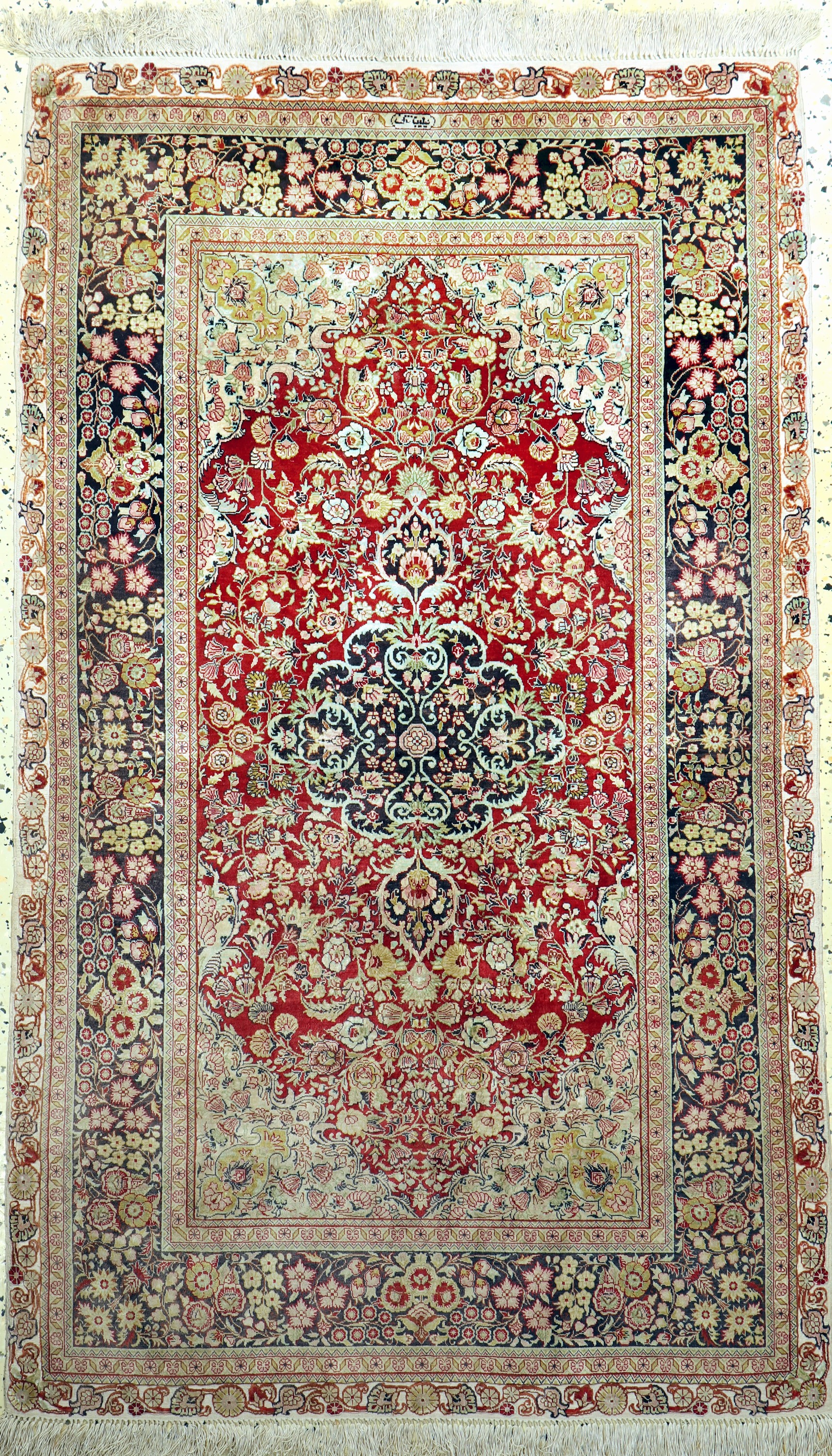 Hereke Seide fein, China, Ende 20.Jhd, reine Naturseide, ca. 150 x 91 cm, EHZ: 2