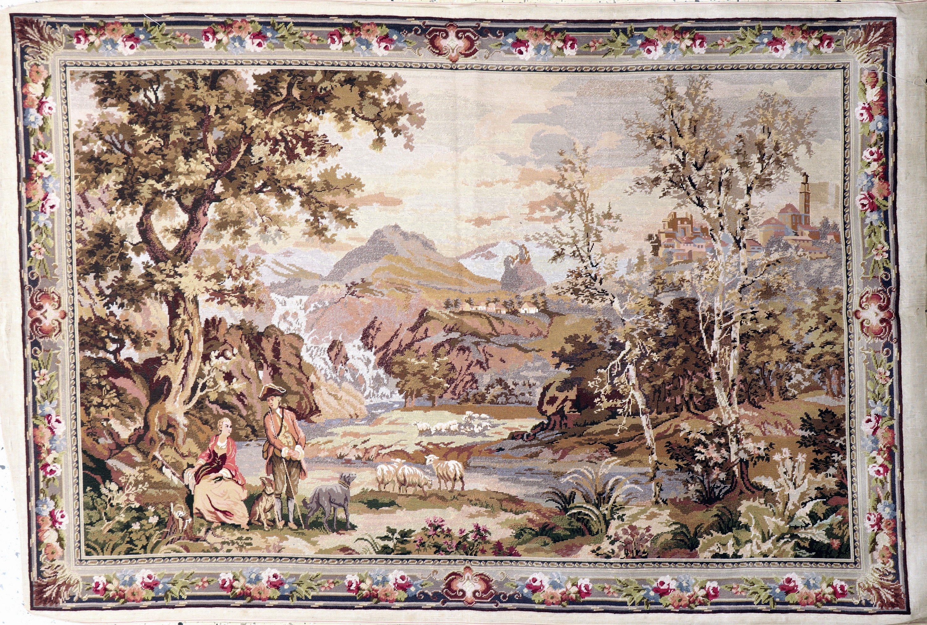 Gobelin(handbestickt), Europa, Mitte 20.Jhd, Wolle auf Baumwolle, ca. 140 x 210 cm,EHZ: 2