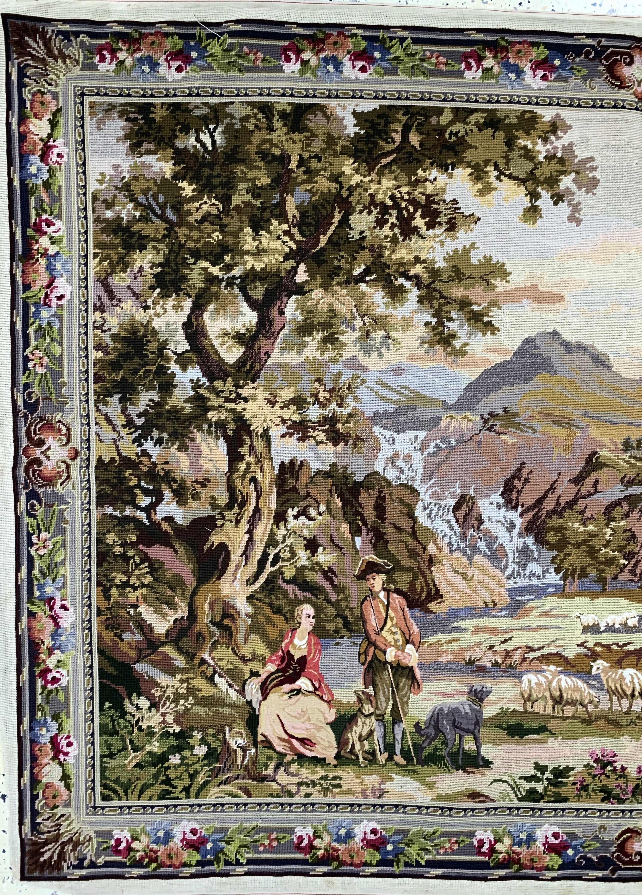 Detail a: Gobelin(handbestickt), Europa, Mitte 20.Jhd, Wolle auf Baumwolle, ca. 140 x 210 cm,EHZ: 2