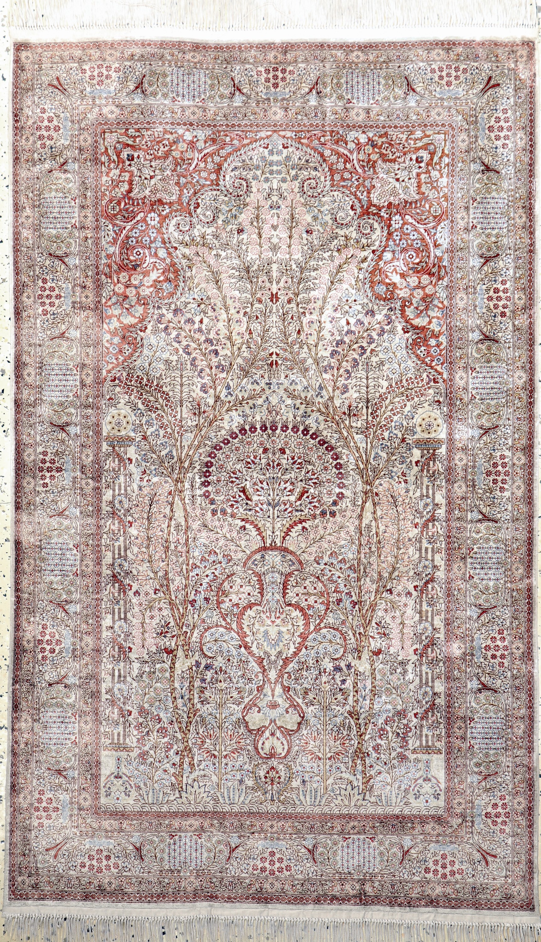 Hereke Seide fein, China, Ende 20.Jhd, reine Naturseide, ca. 156 x 93 cm, ca. 1,0 Mio. Kn/qm, EHZ: 2