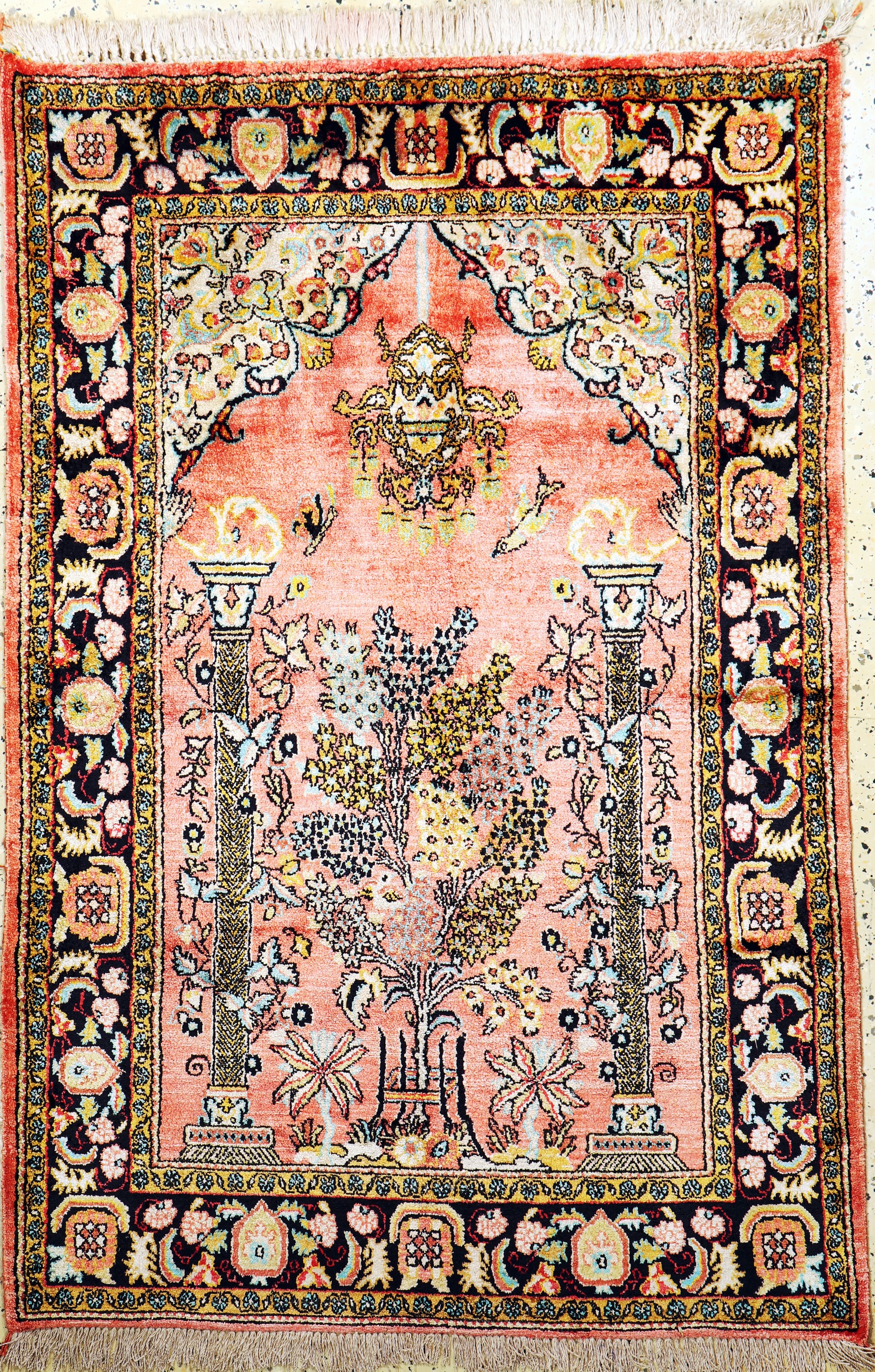 Ghom Seide, Persien, Mitte 20.Jhd, reine Naturseide, ca. 158 x 110 cm, EHZ: 2