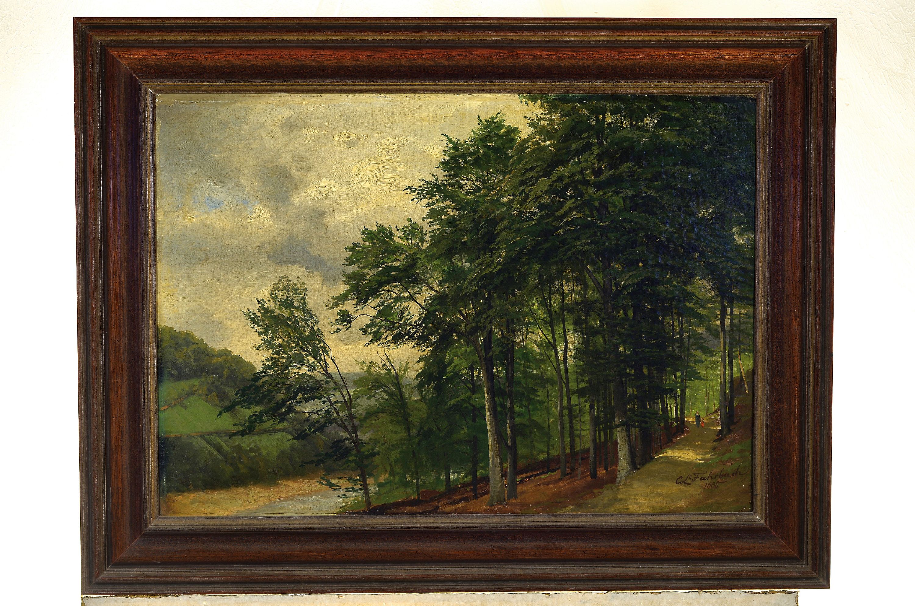 Detail k: Carl Ludwig Fahrbach, 1835 Heidelberg-1902 Düsseldorf, Waldlandschaft, Öl/Lwd, rechts unten signiert und dat. 1888, ca. 48x67cm, R. ca. 62x81cm