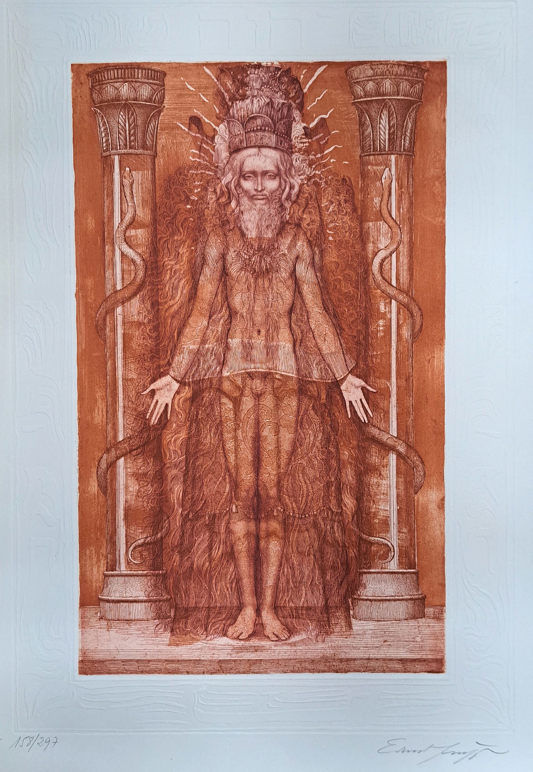 Ernst Fuchs, 1930 Wien - 2015, zwei Radierungen, geprägtes Papier, a. Eva tritt aus der Seite Adam, num. 92/297 und Adam Kadmon, num. 158/297, beide ...