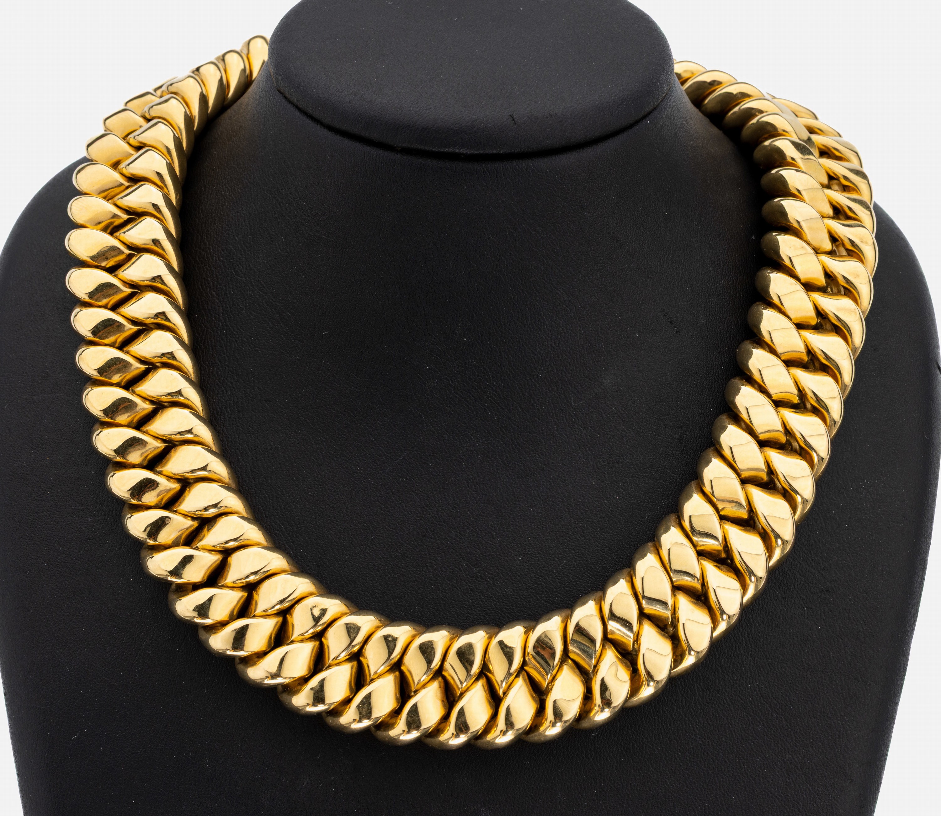 18 kt Gold Collier, GG 750/000, schwere Verarbeitung, L. ca. 45 cm, Kastenschloss mit Sicherheitsacht, ca. 200 g