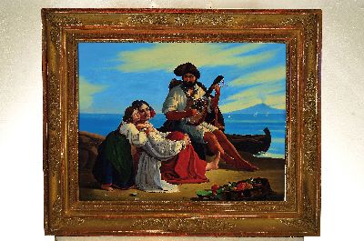 26946696k - Unbekannter Künstler, 2. Hälfte 19. Jh., Italienische Familie am Strand vom ...