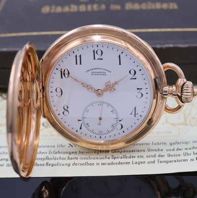 Image 26946709 - UHRENFABRIK UNION GLASHÜTTE Herrensavonette in RoseG 585/000, Deutschland um 1902, ...