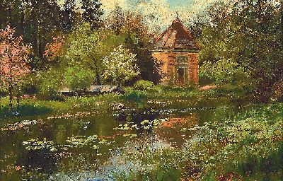 Image 26946804 - Carl Wuttke, 1849 Trebnitz/Schlesien-1927 München, kleiner Pavillon am Wasser, ...