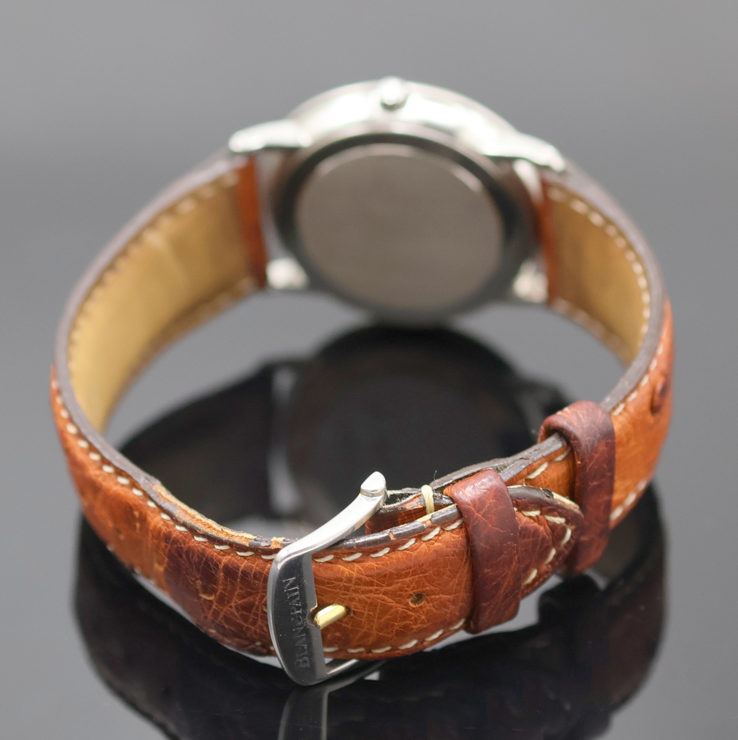 Detail b: BLANCPAIN Damenarmbanduhr Villeret in Stahl, Schweiz um 1995, Automatik, 2-tlg. Geh. inkl. Lederband m. orig. Dornschl., Glasrand u. Boden aufgedr., ...
