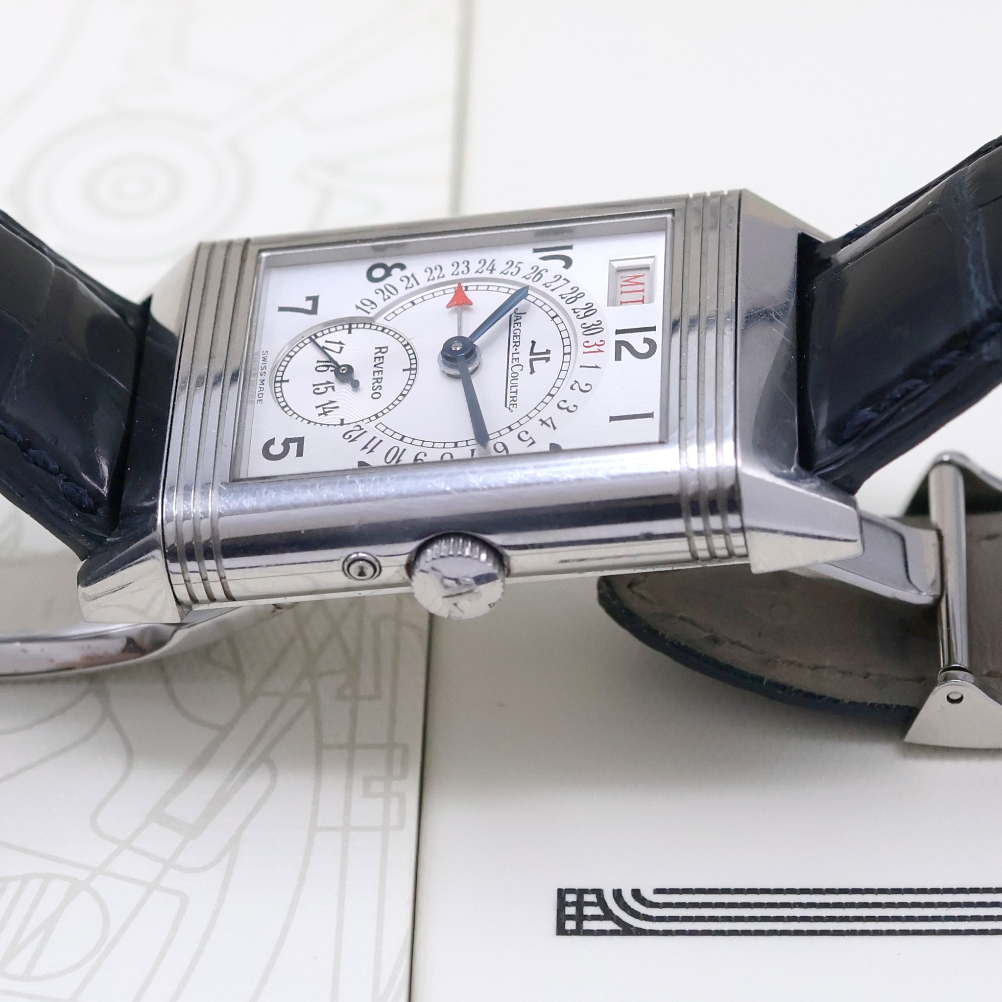 Detail c: Jaeger-LeCoultre Reverso Grand Taille Referenz 270.8.36, Handaufzug, Schweiz verk. 02/1999 lt. beil. Garantiekarte, Wendegehäuse in Edelstahl, orig. ...