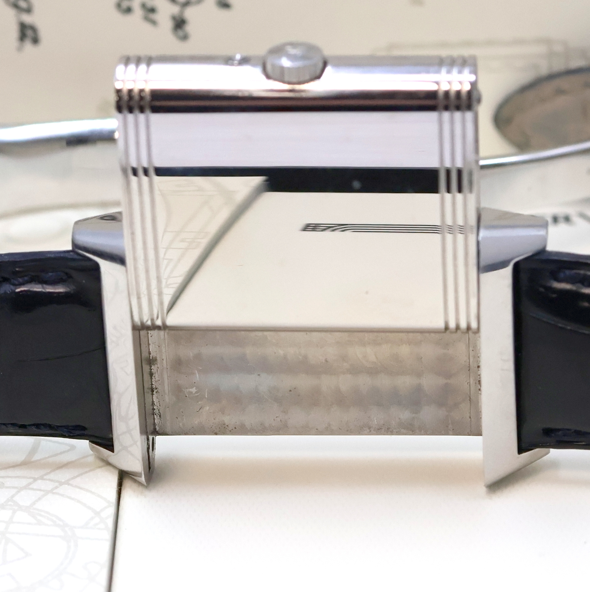 Detail e: Jaeger-LeCoultre Reverso Grand Taille Referenz 270.8.36, Handaufzug, Schweiz verk. 02/1999 lt. beil. Garantiekarte, Wendegehäuse in Edelstahl, orig. ...