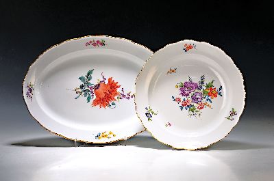 Image 26947544 - Große Fleischplatte und große runde Anbietschale, Meissen, Porzellan, ...
