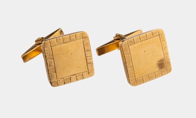 Image Paar 18 kt Gold Manschettenknöpfe, GG 750/000, schlicht, freie Monogrammfelder, ...
