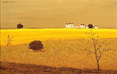 Image Georg Soteras, 1917 - 1990, franz. Maler, Sommerlandschaft mit Rapsfeld und Landhaus, ...