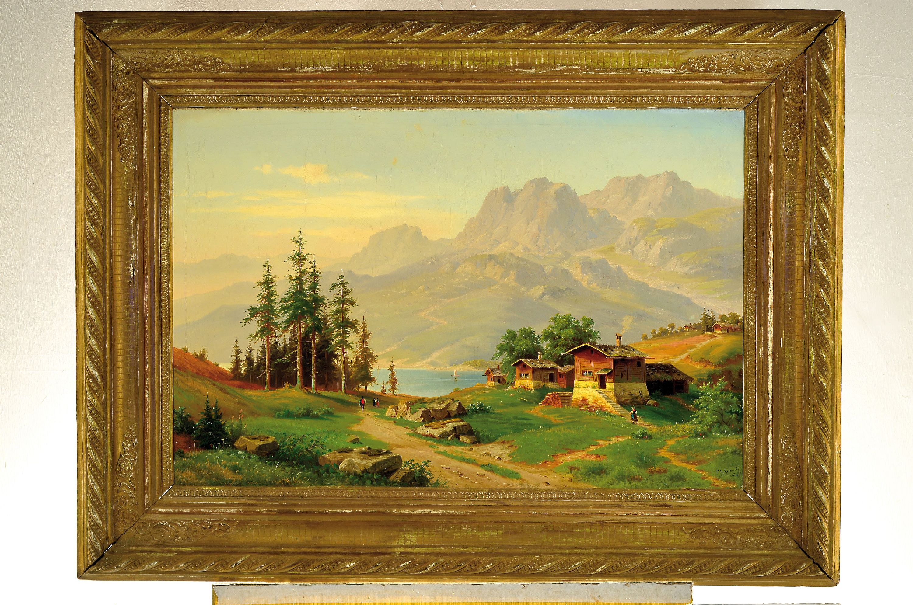 Detail k: Carl Ludwig Schmitz, 1817-1859 Düsseldorf, Landschaft bei Grindelwald, Öl/Lwd, rechts unten sign. C.L.Schmitz Düseldorf, ca. 65x96cm, R. ca. ...