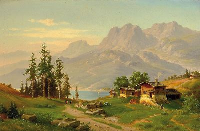 Image 26947985 - Carl Ludwig Schmitz, 1817-1859 Düsseldorf, Landschaft bei Grindelwald, Öl/Lwd, ...