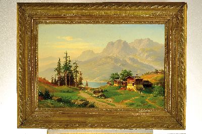26947985k - Carl Ludwig Schmitz, 1817-1859 Düsseldorf, Landschaft bei Grindelwald, Öl/Lwd, ...